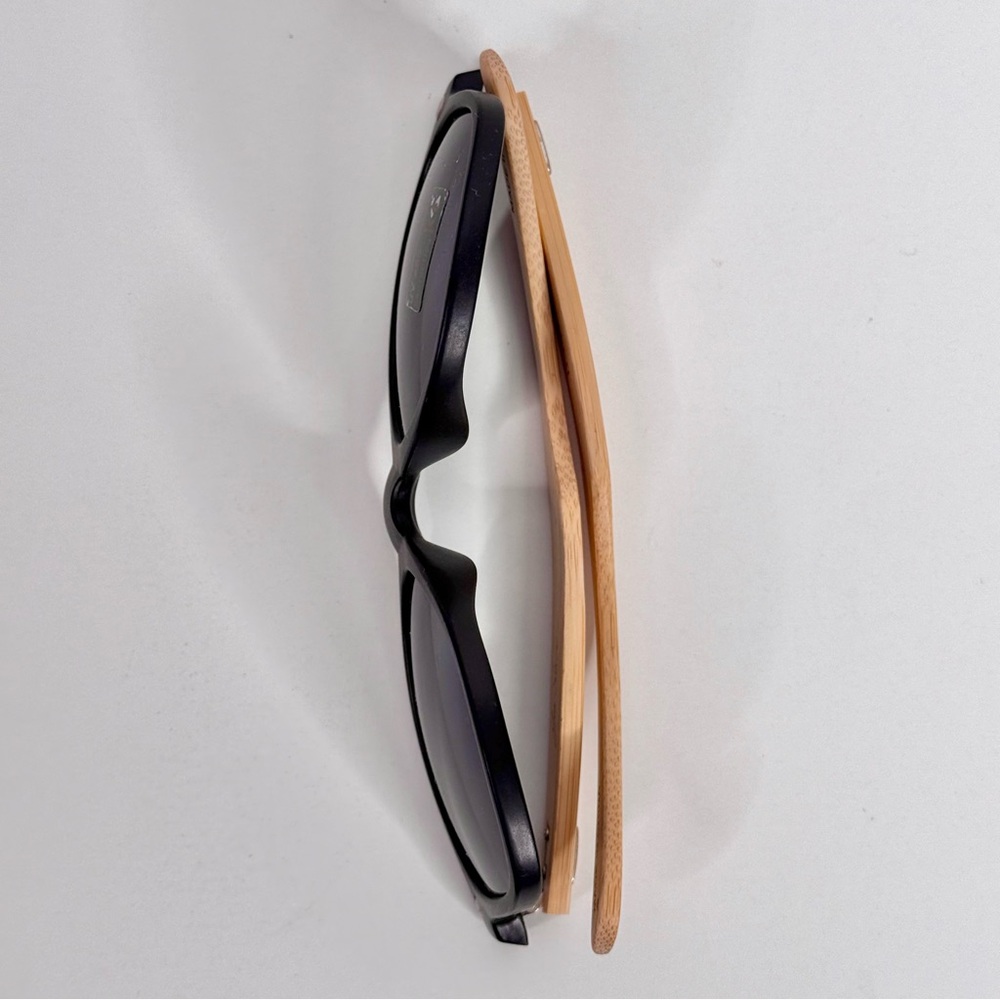 JOE’S SPECS 2 PAIR Black & Bamboo/Faux Wood Frame Sunglasses UV 400 NEW - Picture 7 of 16